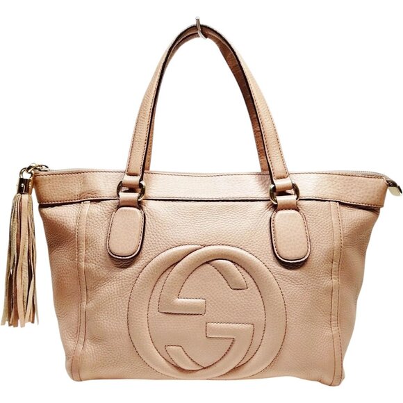 (S6) Gucci Hand Bag Pink Leather